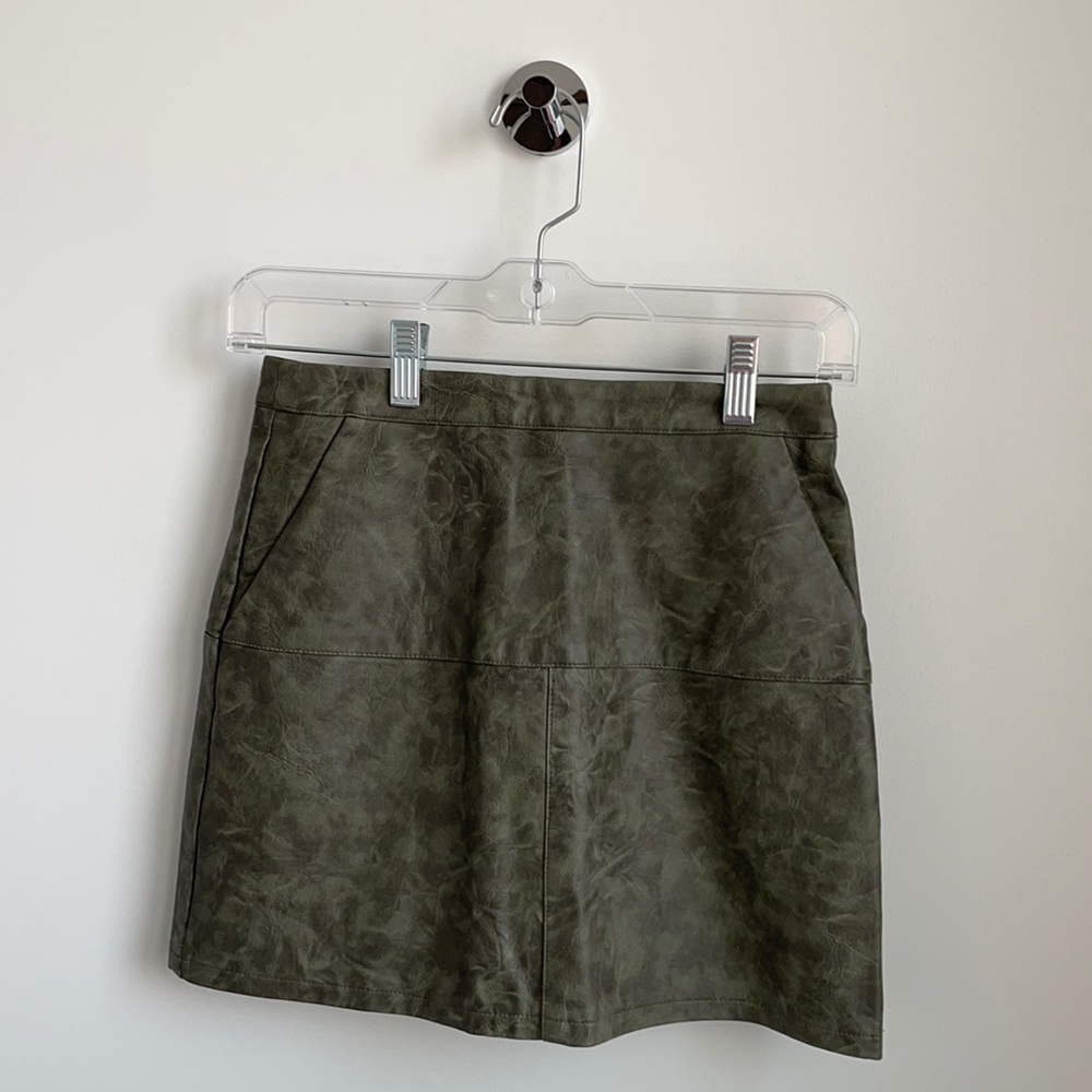 Green Faux Leather Skirt